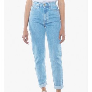 American apparel light wash denim jeans worn once!